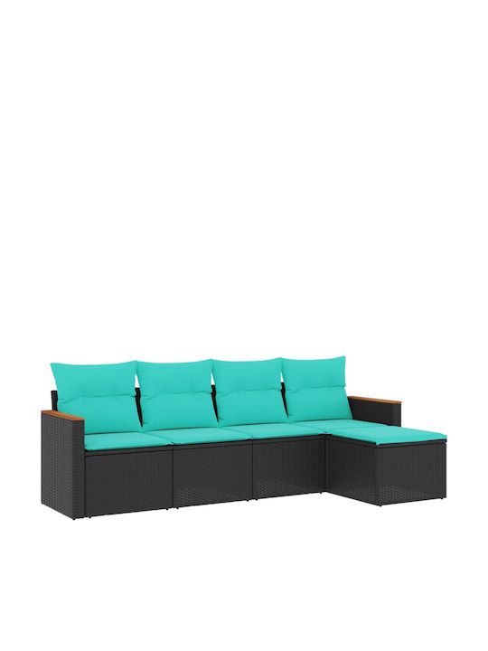 Canapea De Colț De Exterior Din Rattan Cu Perne 55x62x69cm