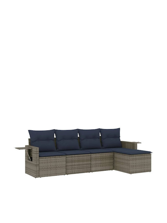 Canapea De Colț De Exterior Din Rattan Cu Perne 55x62x69cm