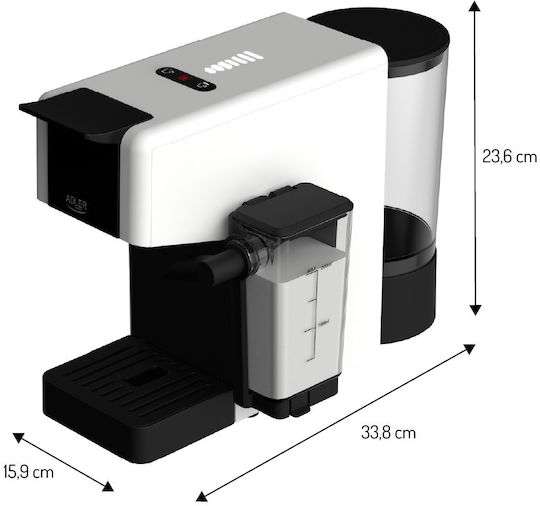 Adler Αυτόματη Μηχανή Espresso 1400W Πίεσης 20bar για Cappuccino Λευκή AD 4391