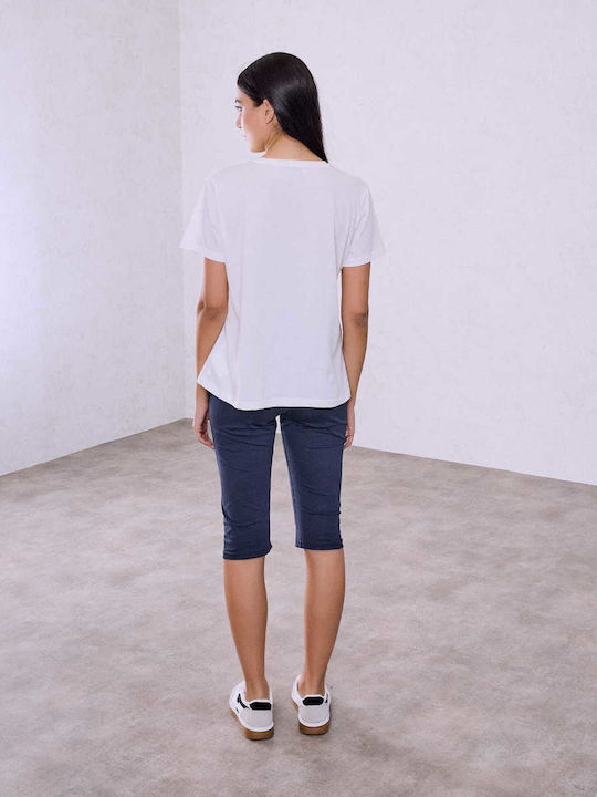 Celestino Leggings für Damen Capri Baumwolle Dunkelblau