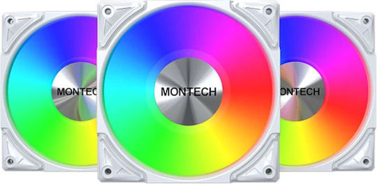 Montech Metal Pro Case Fan 120mm με ARGB Φωτισμό 3τμχ Λευκό