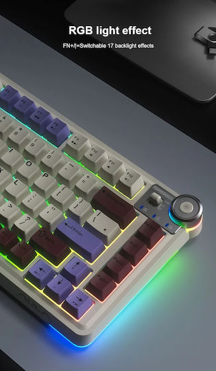 Aula AU75 Ασύρματο Gaming Πληκτρολόγιο 75% με RGB φωτισμό (Αγγλικό US) Turmeric Yellow