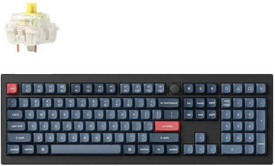 Keychron V6 Max Retro V6M-R4 Ασύρματο Gaming Μηχανικό Πληκτρολόγιο με Custom διακόπτες και RGB φωτισμό (Αγγλικό US) Γκρι