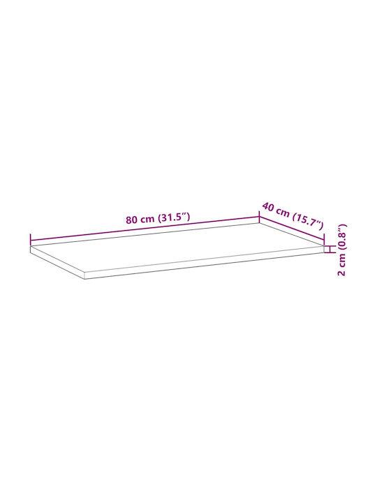 vidaXL Rectangular Table Surface Made of Solid Acacia Wood 80cm 80x40cm 40x2cm 4008813