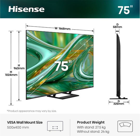 Smart Fernseher 75" 4K Ultra HD Mini-LED E8S HDR (2025) 75E8S