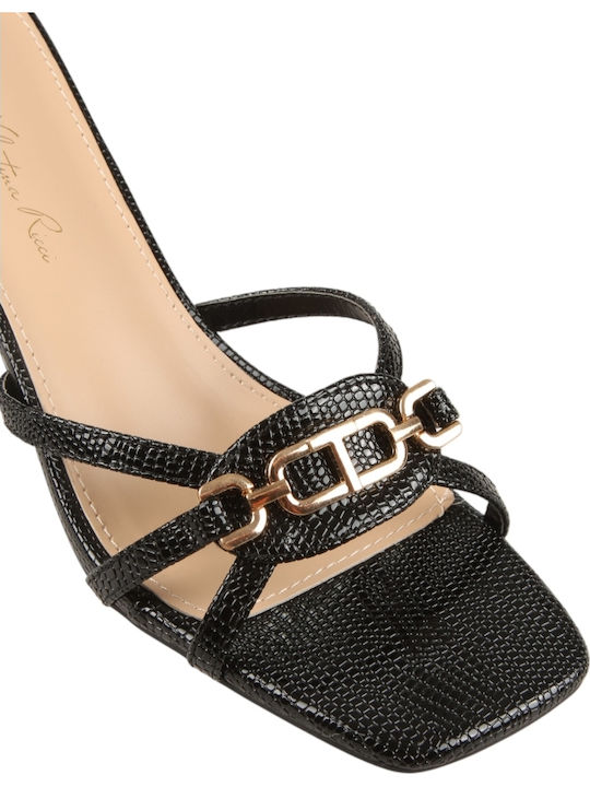 Mules With Thin Heel In Black Colour