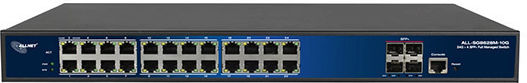 Allnet Managed L2 PoE+ Switch with 24 Gigabit (1Gbps) Ethernet Ports and 4 SFP Ports