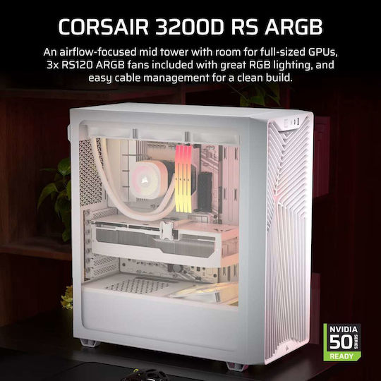 Corsair 3200D RS ARGB Gaming Midi-Turm Computergehäuse Weiß
