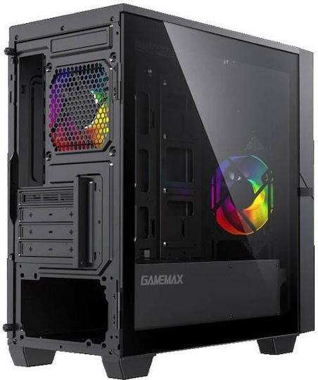 GameMax Cyclops Gaming Micro Tower Κουτί Υπολογιστή με Πλαϊνό Παράθυρο και ARGB Φωτισμό Μαύρο