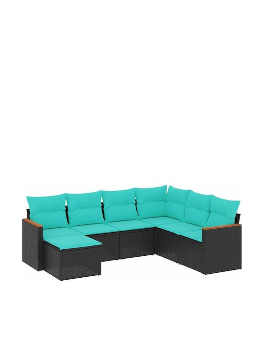 Canapea De Colț De Exterior Din Rattan Cu Perne 62x62x69cm