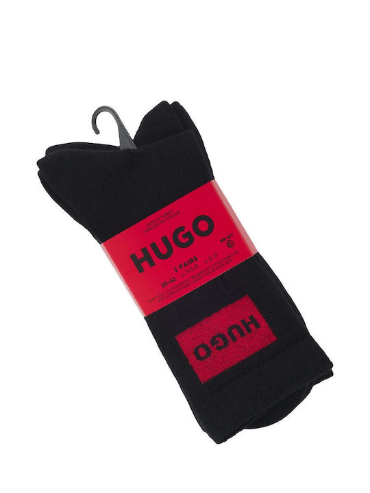 Hugo Qs Rib Label Cc Чорапи Черни 3Пакет