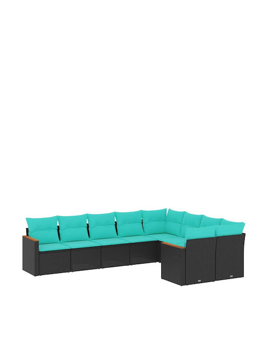 Outdoor Corner Rattan Sofa With Cushions 62x62x69cm