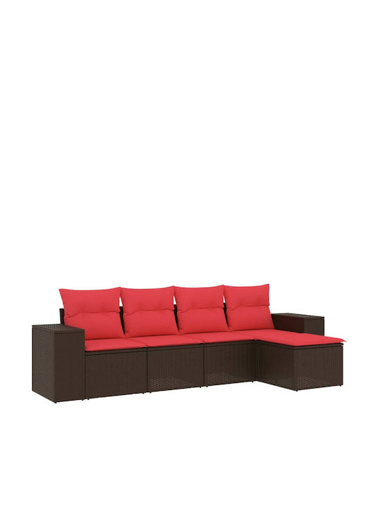 Outdoor Corner Rattan Sofa With Cushions 55x62x69cm