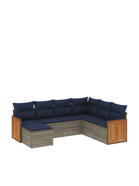 Canapea De Colț Pentru Exterior Din Rattan Cu Perne 62x62x69cm