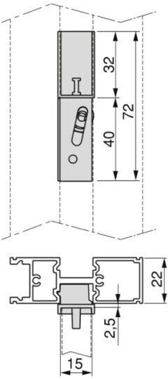 Kit of Articulated Shelf Frame Mechanisms 1 Shelf 1 Cabinet & 1 Tube Without Wooden Elements Emuca Zero 7022454 Matte Black