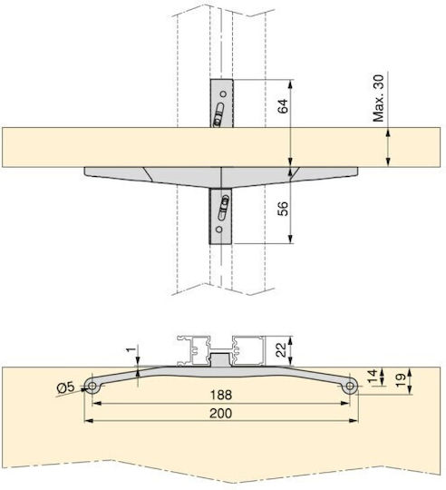 Kit of Articulated Shelf Frame Mechanisms 1 Shelf 1 Cabinet & 1 Tube Without Wooden Elements Emuca Zero 7022454 Matte Black