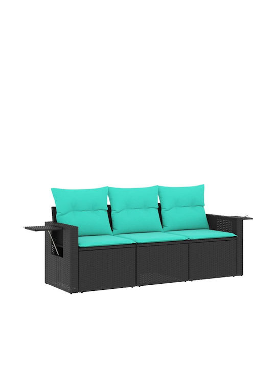 Three-Seater Outdoor Rattan Sofa with Cushions 55x62x69cm
