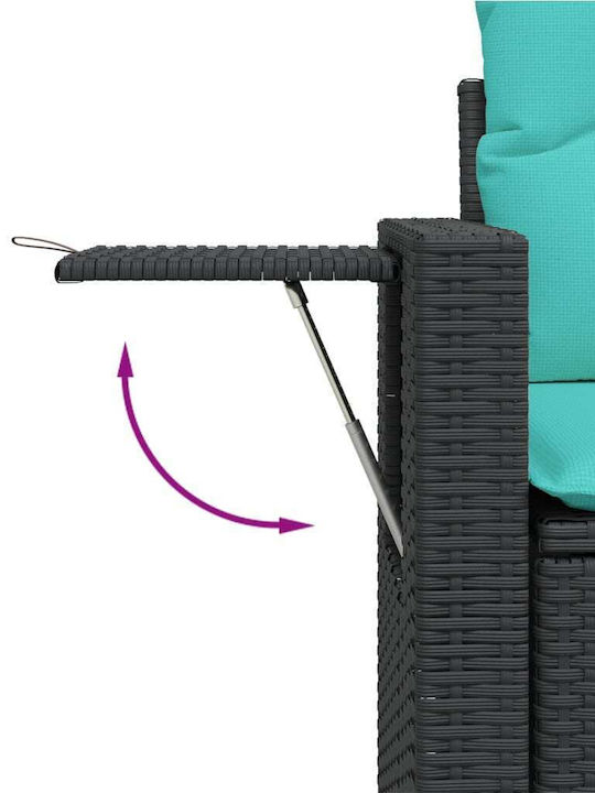 Three-Seater Outdoor Rattan Sofa with Cushions 55x62x69cm