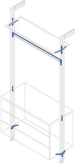 Kit of Articulated Shelf Frame Mechanisms 1 Shelf 1 Cabinet & 1 Tube Without Wooden Elements Emuca Zero 7022454 Matte Black