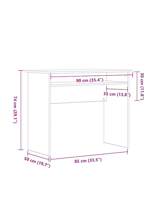 Desk Wooden Black Oak 90x50x74cm