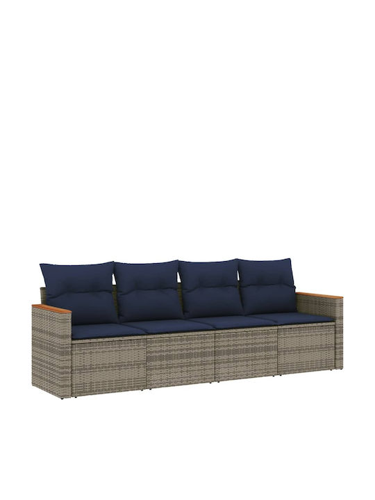 Four-Seater Outdoor Rattan Sofa With Cushions 55x62x69cm