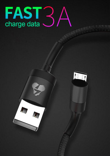 Powertech Плетена USB-A към Lightning кабел Черен 1м (PTR-0082)