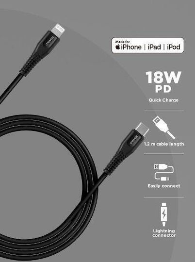 Canyon USB-C zu Lightning Kabel 18W Schwarz 1.2m (CNS-MFIC4B)