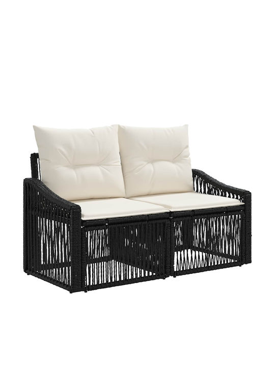 3-Seater Outdoor Rattan Sofa with Cushions 62.5x62x70 cm