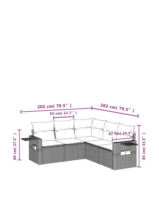 Ecksofa Outdoor Rattan mit Kissen