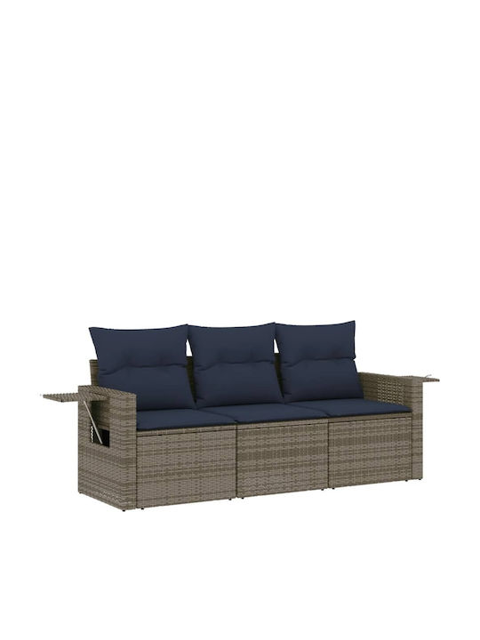 Three-Seater Outdoor Rattan Sofa with Cushions 55x62x69cm