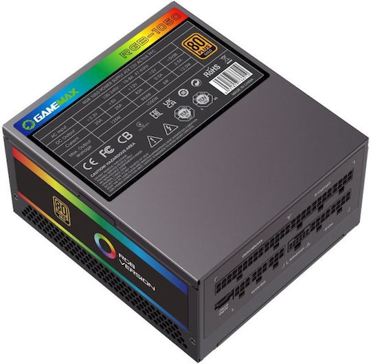 GameMax 1050W Черен Захранващ Блок За Компютър Пълен Модул 80 Plus Gold