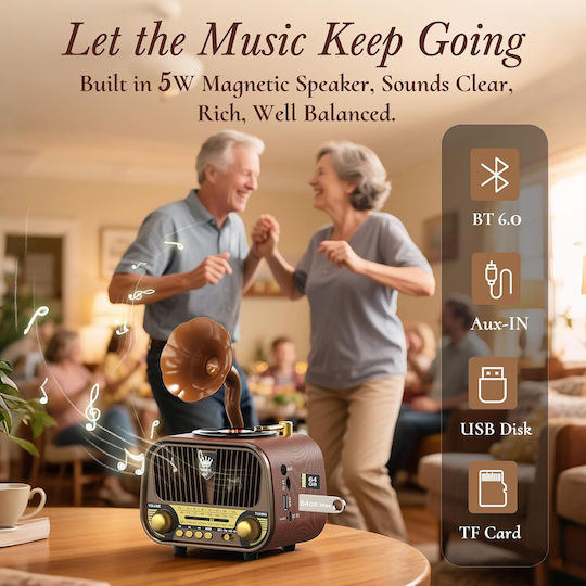 MD-1319BT Retro Tischplatte Radio mit Bluetooth und USB