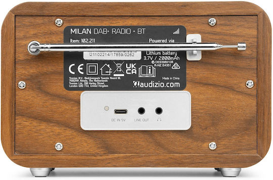 Audizio Milan DAB+ Φορητό Ραδιόφωνο Επαναφορτιζόμενο DAB+ με Bluetooth Ασημί