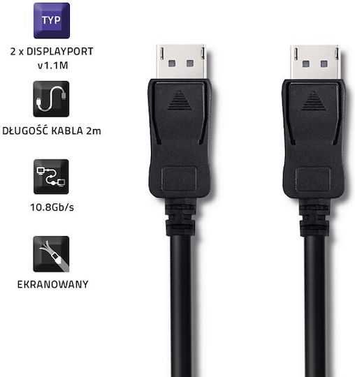 Qoltec Cable DisplayPort male - DisplayPort male 2m (50453)