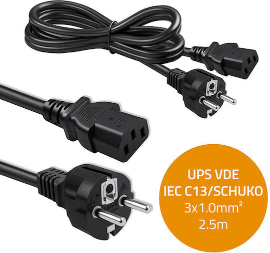 Qoltec Schuko - IEC C13 Кабел 2.5м Черен (50369)