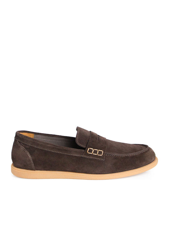 Leather Men's Moccasins In Brown Colour