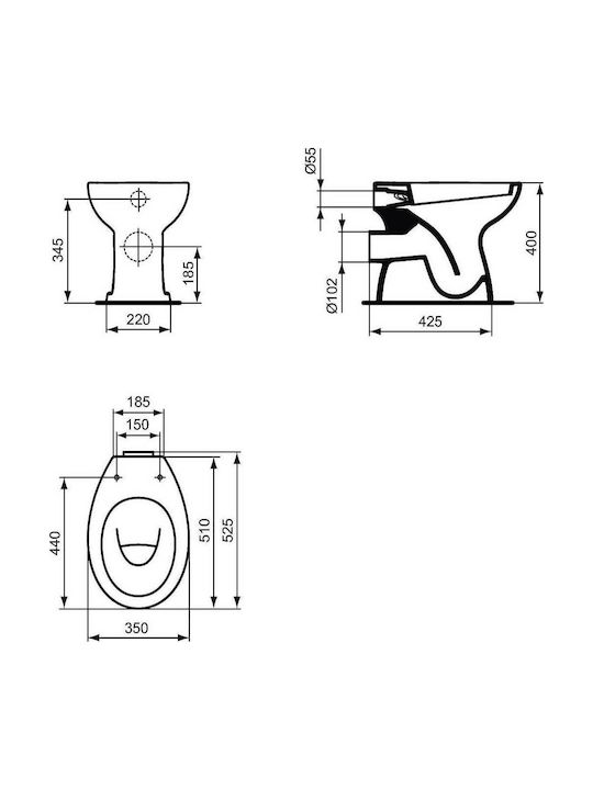 Ideal Standard Sevaduo Λεκάνη Δαπέδου Λευκή