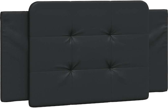 vidaXL LED Възглавница за Табла от Черна Изкуствена Кожа 100x48 см