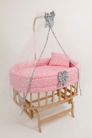 SteweHome Cradle with Mattress and Wheels Pink