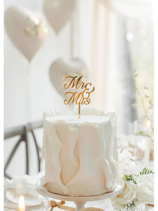 Cake Decoration "Mr & Mrs" Acrylic Gold