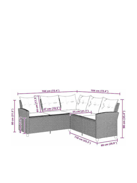 Outdoor Corner Sofa Rattan With Cushions