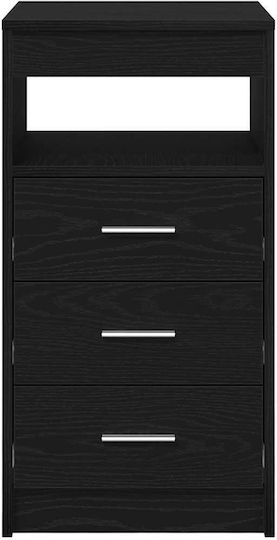 Comodă Dormitor Din Lemn Cu 3 Sertare Negru Stejar 40x50x76cm