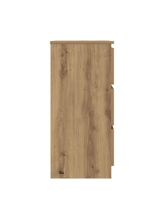 Comodă Dormitor Din Lemn Cu 3 Sertare Maro 60x35x76cm