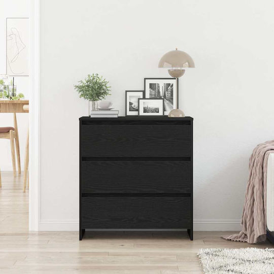 Bedroom Chest of Drawers Wooden Black Oak 70x41x75cm
