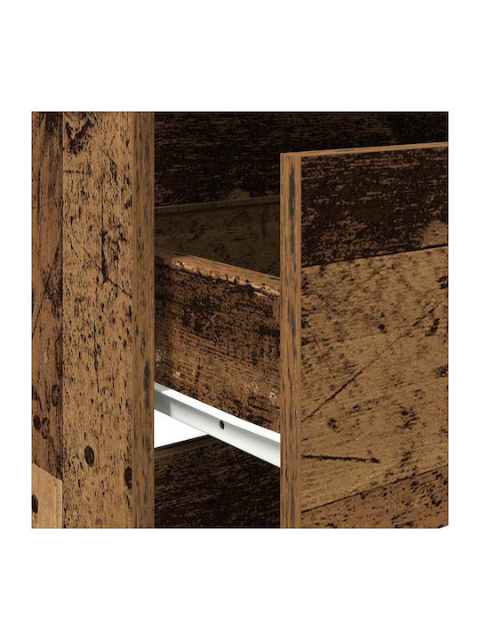 Wooden Bedroom Chest of Drawers with 3 Drawers Old Wood 60x35x76cm