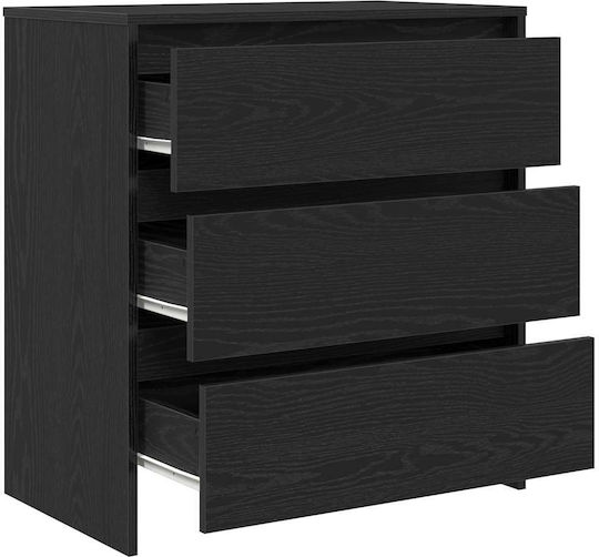 Bedroom Chest of Drawers Wooden Black Oak 70x41x75cm