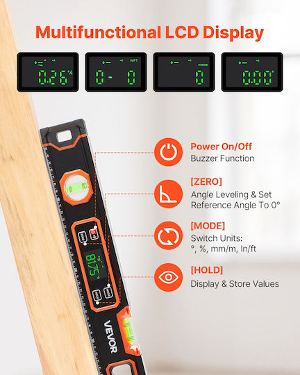Vevor Nivel De Spirit Din Aluminiu Electronic Magnetic 4cm Set 4 Bucăți