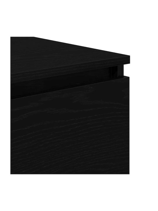 Bedroom Chest of Drawers Wooden with 3 Drawers Black Oak 60x35x76cm