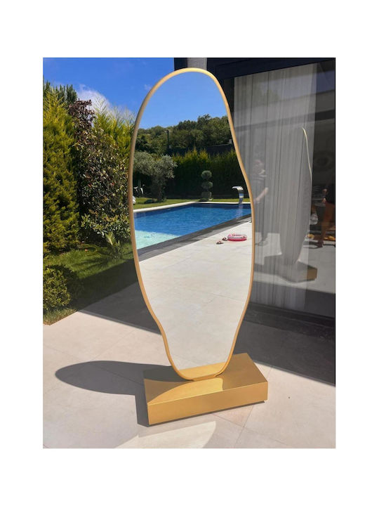SteweHome Asymmetric Mirror with Gold Wooden Frame 180x65cm