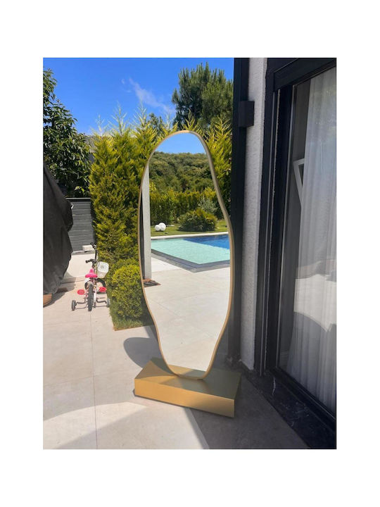SteweHome Oglindă Asimetrică cu Ramă din Lemn Auriu 180x65cm